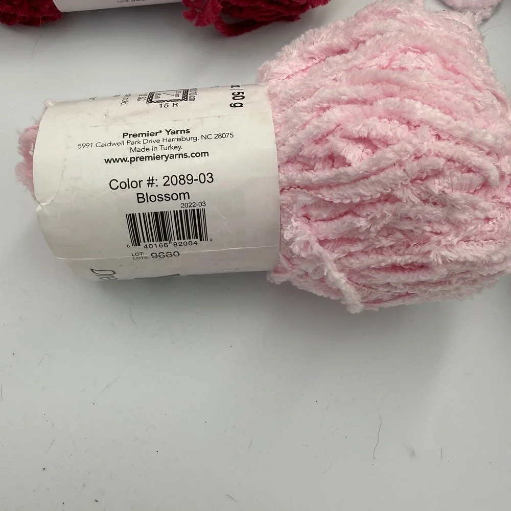 Lot of Premier Just Yarn Dream Chenille Yarn Bundle Red Pink Black Super Bulky